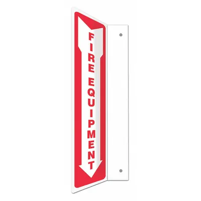 CONDOR Safety Sign: PETG, Mounting Holes Sign Mounting, 18 in x 4 in Nominal Sign Size - L-Shape Projection Fire Equipment Signs