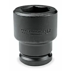 This PROTO impact socket is designed for use with #5 spline drive impact wrenches on SAE hex fasteners. It features a 1-13/16 in socket size, 6-point standard configuration, and 3-7/16 in overall length. The black oxide finish provides corrosion resistance. Typical applications include heavy-duty fastening and loosening in industrial maintenance, automotive repair, and construction.
