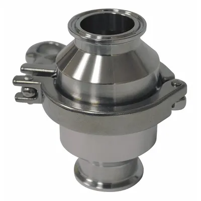 VNE Spring Check Valve: Poppet, Inline Valve Body, 4 in Pipe Size, Clamp x Clamp - 3-A Certified Stainless Steel Poppet Check Valves