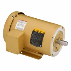 This BALDOR C-Face 3-phase AC motor delivers 1 hp at 1800 RPM from a 230/460V AC supply, drawing 3/1.5 A full load current. The totally enclosed fan-cooled (TEFC) enclosure protects against dust and moisture. It is suited for industrial applications such as pumps, fans, conveyors, and machine tools that require a C-Face mount for direct coupling.