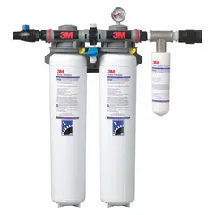 Multi-purpose water filter system with pleated membrane filter media for bacteria reduction. Features 10 gpm flow rate, NPT connections, 24 1/8 in overall height, and 108,000 gal capacity. Suitable for point-of-entry or point-of-use applications in commercial or industrial settings.