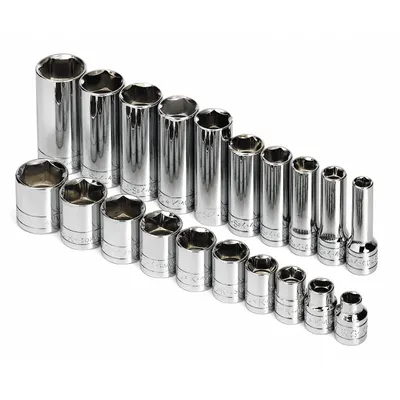 SK PROFESSIONAL TOOLS Socket Set: 3/8 in Drive, 20 Piece, 6-Point, SAE - SAE & Metric Socket Sets