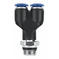 AIGNEP USA Push-Fit Tee Fitting: 5/16 in OD x 5/16 in OD x 3/8 in Pipe Size, Nylon, Black (MPN 55222-8-3/8)