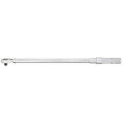 Ratcheting micrometer torque wrench with 1/2 in square drive, calibrated in Newton-meters from 40 N-m to 200 N-m. Suitable for precision fastening in industrial assembly, maintenance, and repair tasks requiring controlled torque application.