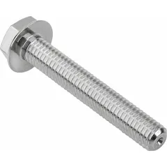 Fully threaded M4 hex head screw with a flanged head, made from Grade 316L stainless steel. Fastener length 30 mm. Suitable for use in environments requiring corrosion resistance and clean mounting, such as food processing, pharmaceutical, and clean-room applications.