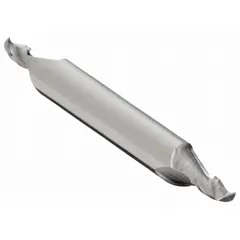 Double-end carbide square end mill designed for slotting, profiling, and contouring in aluminum and non-ferrous materials. Features a 1/16" mill diameter, 1/8" length of cut, 1-1/2" overall length, and 2 flutes. The double-end design provides two cutting edges per tool for extended service life in CNC and manual milling applications.