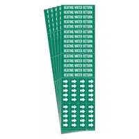 Pipe Marker: Heating Water Return, Green, White, Fits 3/4 in and Smaller Pipe O.D., 5 PK (MPN 7365-3C-PK)