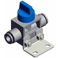 Finger valve: VHK Series, Knob Actuator, 3 Ports, 6 mm, Side-Ported Body, Blue Actuator (MPN VHK3A-06F-06FL)