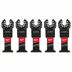 This open-back universal OIS mounted blade is designed for straight cutting in nail-embedded wood. The carbide construction provides cutting capability in lumber containing embedded fasteners. Overall length is 4 3/16 inches. Suitable for demolition, renovation, and construction applications requiring plunge or flush cuts.
