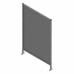 This assembled wire mesh panel starter kit is used to construct stand-alone enclosures, partitions, or machine guarding in industrial settings. It features a gray anodized/PVC-coated finish for corrosion resistance and a black mesh panel with square mesh shape. Dimensions: 72 in height, 48 in width, 5 1/2 in depth.