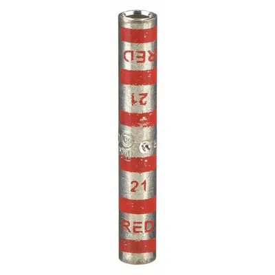 THOMAS & BETTS Open Barrel Splice: 8 AWG Wire Size, Red Code, 1.75 in, Copper Barrel - Crimped Butt Splice Compression Connectors