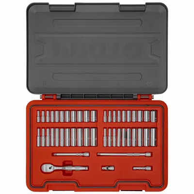 PROTO Socket Set: 1/4 in Drive, 47 Piece, Metric/SAE - SAE & Metric Socket Sets with Drive Tools