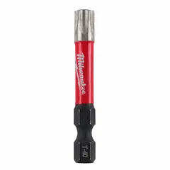 Alloy steel impact-rated Torx bit with hex shank, designed for driving T40 fasteners in heavy-duty assembly and construction. Supplied in a 25-pack.