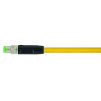 Cordset: M8 Male Straight X Bare Wire, 3 Pins, Yellow, PVC, 15 m Cable Lg, 24 AWG Wire Size (MPN 7000-08001-0101500)