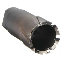 Carbide-tipped annular cutter with alternate-tooth design for efficient hole cutting in metal. Bright finish, 1-5/8 in diameter, 2 in maximum cutting depth. Includes pilot pin for alignment. Suitable for use with magnetic drill presses in structural steel, plate, and pipe applications.
