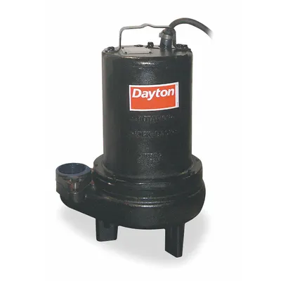 Dayton Sewage Ejector Pump: Three Phase, 1 hp, 200 to 240V AC, 195 gpm Flow Rate @ 10' of Head - General Purpose Sewage Ejector Pumps
