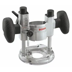 Plunge-style router base compatible with BOSCH PR10E and PR20EVS routers. Features Dual Grip handle configuration for enhanced control during routing operations. Sold as a single replacement piece.