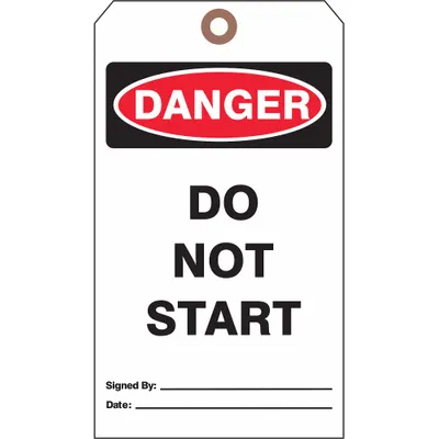 SEE ALL INDUSTRIES Danger Tags: White, Single Part Tag, Cotton String, 25 Tags - Danger/Danger Do Not Start / Danger/Do Not Remove This Tag Tags