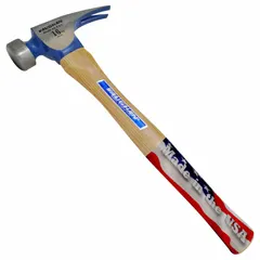 Steel straight-claw hammer with a 16 oz head, 1 in face diameter, and 15 in overall length. Features a plain grip, wood handle, smooth face, and rust-resistant finish. Suitable for driving and pulling nails in construction, framing, and general carpentry.