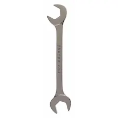 This metric double end open end wrench is made of alloy steel with a chrome finish. It has a 16 mm head size and an overall length of 6 1/8 inches. Suitable for tightening or loosening 16 mm hex fasteners in industrial maintenance, automotive repair, and machinery assembly.