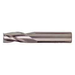 Carbide square end mill designed for high-speed machining of aluminum and non-ferrous materials. Features 3 flutes for efficient chip evacuation and smooth finish in profiling, slotting, and contouring applications. Mill diameter: 17/64", length of cut: 7/8", overall length: 2-1/2".
