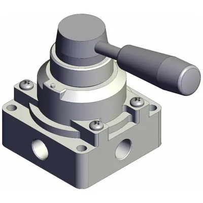 SMC Hand Valve: VH Series, Lever Actuator, 1/4 in BSPT, Side-Ported Body - VH Series Manual Air Control Valves