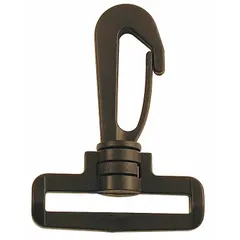 This light-duty spring snap features a plastic body with a wire gate and a 1/4 in opening. It is designed for non-lifting applications such as securing lightweight equipment, tying down tarps, or organizing cables. The snap provides a quick, temporary connection for low-stress tasks.