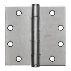 This full mortise-mount butt hinge is made of steel with a 1 1/2 in leaf width. It features ball bearings for smooth operation and a removable pin for easy door installation or removal. Suitable for industrial door applications requiring heavy-duty cycles.