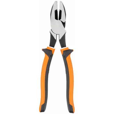 KLEIN TOOLS Linemans Plier: Insulated, Flat, 9 1/2 in Overall Lg, 1 5/8 in Jaw Lg, 1 3/8 in Jaw Wd - Multipurpose Insulated Lineman's Pliers
