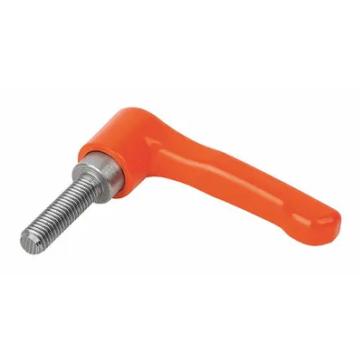 KIPP Adjustable Handle: Zinc w/ SS Thread, 1/4"-20 Thread, 30 mm Thread Lg, 65 mm Lg - Straight Teardrop-Style Adjustable Handles with Threaded Stud