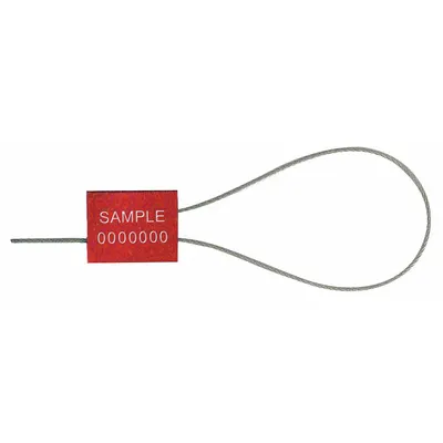 TYDENBROOKS Cable Seals: Red, Steel, 12 in Cable Lg, 1/16 in Cable Dia, Random - Adjustable-Length Cable Seals