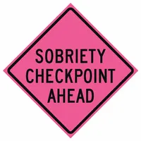 Roll Up Traffic Sign: 48 in x 48 in Nominal Sign Size, Vinyl, 0.015 in, Superbright, Pink, Roll Up (MPN 669-C/48-SBFP-SC)