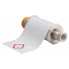 Red GHS/CLP 1 Diamond precut label roll, white vinyl with acrylic adhesive, measuring 6 3/32 in x 8 19/64 in. No pre-printed legend allows on-demand printing of custom hazard text. Compatible with BBP85 printer series. Used for labeling chemical containers, drums, and secondary vessels to meet GHS/CLP requirements.