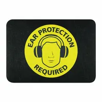 Floor Mat: Ear Protection Required, 24 in x 17 in, 1/8 in Thick, Polypropylene, Adhesive, Black (MPN GRPWS21702-BK)