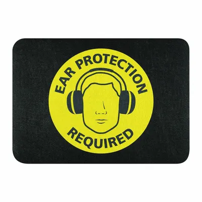 PIG Floor Mat: Ear Protection Required, 24 in x 17 in, 1/8 in Thick, Polypropylene - Safety