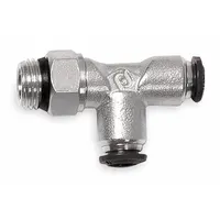 AIGNEP USA Push-Fit Tee Fitting: 10 mm OD x 3/8 in Pipe x 10 mm OD Size, Nickel, Silver, 3 PK (MPN 50222N-10-3/8-PK3)