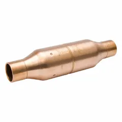 Magnetic check valve with copper body, 1 5/8 in connections, and 1 1/8 in cut out. Used in refrigeration and air conditioning systems to prevent reverse flow and protect compressors from backflow damage.