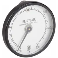 REOTEMP Magnetic Dial Thermometer: 50°F to 750°F /10°C to 400°C, +/- 2% Full Scale Accuracy (MPN SUR75FV2)