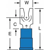 3M Fork Terminals: Blue, Vinyl, #14 Stud Size, 16 AWG – 14 AWG Wire Range, Locking Fork, 600 V (MPN MVU14-4FLK)