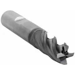 This carbide corner-chamfer end mill is designed for chamfering edges and deburring on steel and cast iron workpieces. It features a 1/2" mill diameter, 1" length of cut, and 3" overall length. The 4-flute design and AlTiN coating enable fast cutting and extended tool life in industrial machining applications.