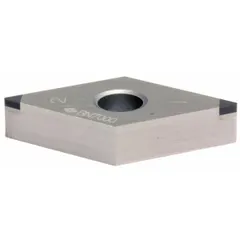 Diamond indexable turning insert for precision turning operations on CNC lathes. Suitable for machining non-ferrous materials, composites, and abrasive alloys. Delivers fine surface finishes and extended tool life in industrial manufacturing.
