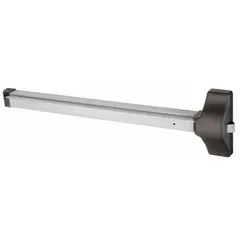 This rim-type touchbar exit device is constructed from aluminum and is designed for doors up to 42 inches wide. It is ADA compliant and supplied without outside trim. Suitable for use in commercial buildings where code-compliant egress is required.