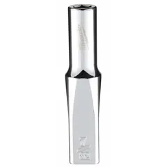 This 1/4 in drive, 7/32 in socket is a 6-point deep chrome anti-roll hand socket. Its deep design allows access to recessed fasteners, while the anti-roll hex geometry prevents the socket from rolling on sloped surfaces. Suitable for tightening or loosening hex nuts and bolts in confined spaces.