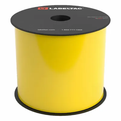CREATIVE SAFETY SUPPLY LabelTac Pro Model Magnetic Supply: 4 in x 25 ft, Vinyl, Yellow (Gloss) - LabelTac Thermal Transfer Continuous Label Rolls