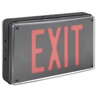 Exit Sign: Red, 2 Faces, Aluminum, Not Battery Powered, 8 1/2 in Overall Ht, 13 7/8 in Overall Wd (MPN LV S 2 R 120/277 UM 4X)