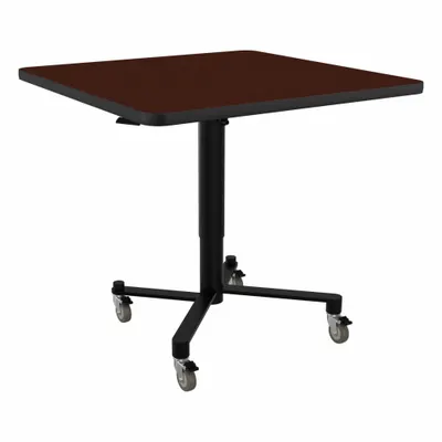 NATIONAL PUBLIC SEATING Café Table: Laminate, Mahogany, 40 1/2 in Overall Ht - Max - Adjustable-Height Cafe & Breakroom Tables