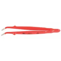 WIHA Insulated Tweezers: Carbon Steel, Round, Bent Tip (MPN 75304)