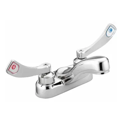 MOEN Low Arc Bathroom Faucet: M-Dura, Brass, Chrome Finish, 0.5 gpm Flow Rate - Centerset Handle Bathroom Faucets