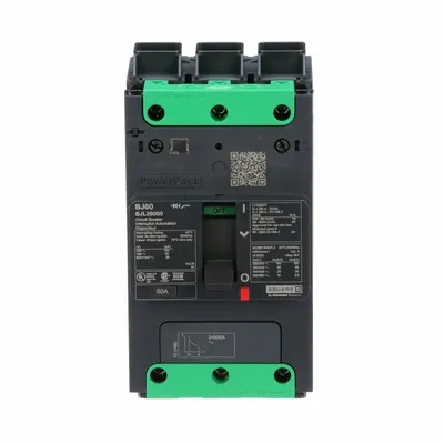 SQUARE D Molded Case Circuit Breaker: 60 A Amps, 100kA at 120/240V AC, Fixed - B-Frame Square D Molded Case Circuit Breakers
