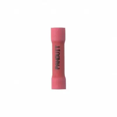 PANDUIT Butt Splice Connector: Red, Vinyl, For Wire Size 22 AWG – 18 AWG, 600 V - Insulated Butt Splice Connectors